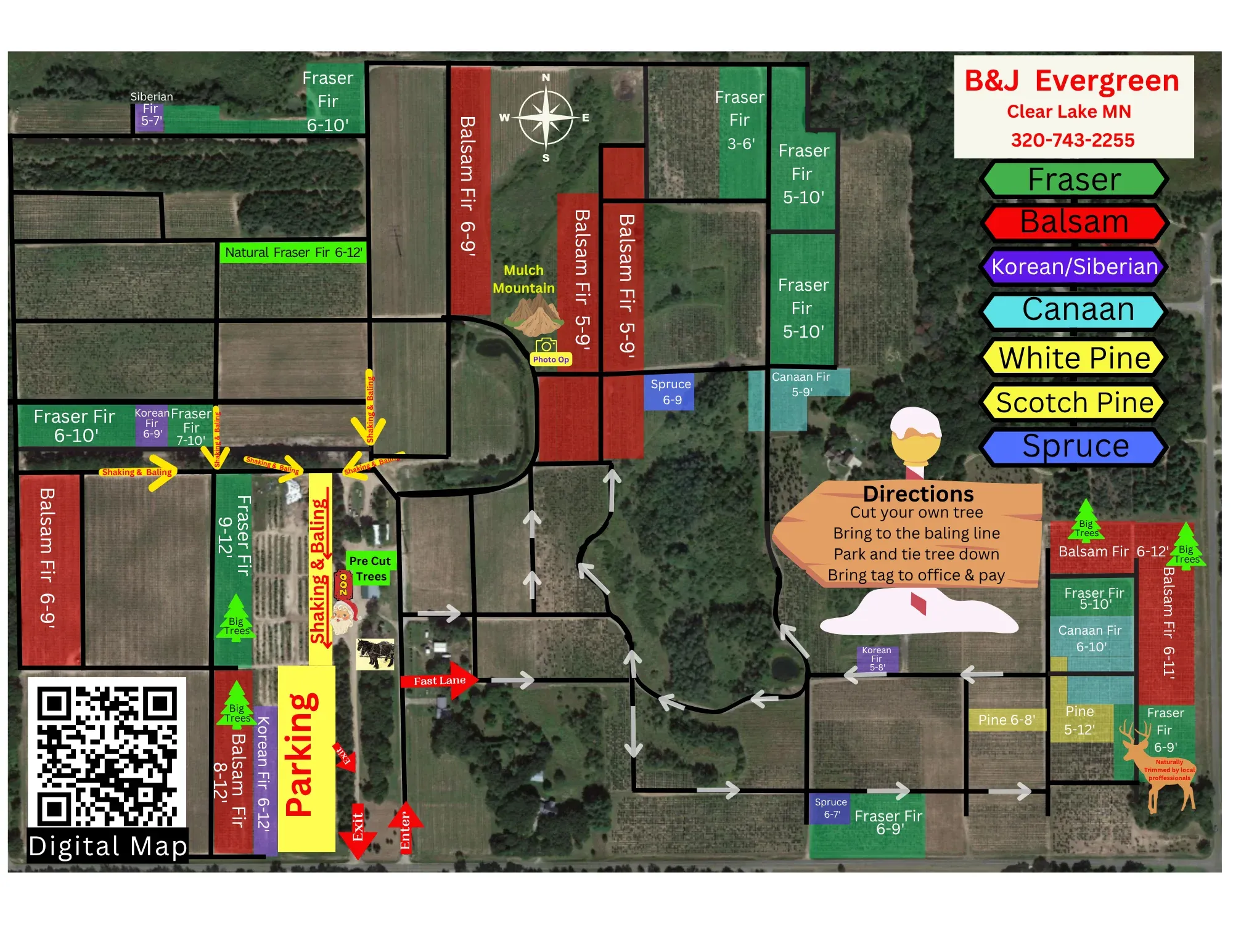 Field map of the B&J Evergreen Clear Lake Christmas tree farm
